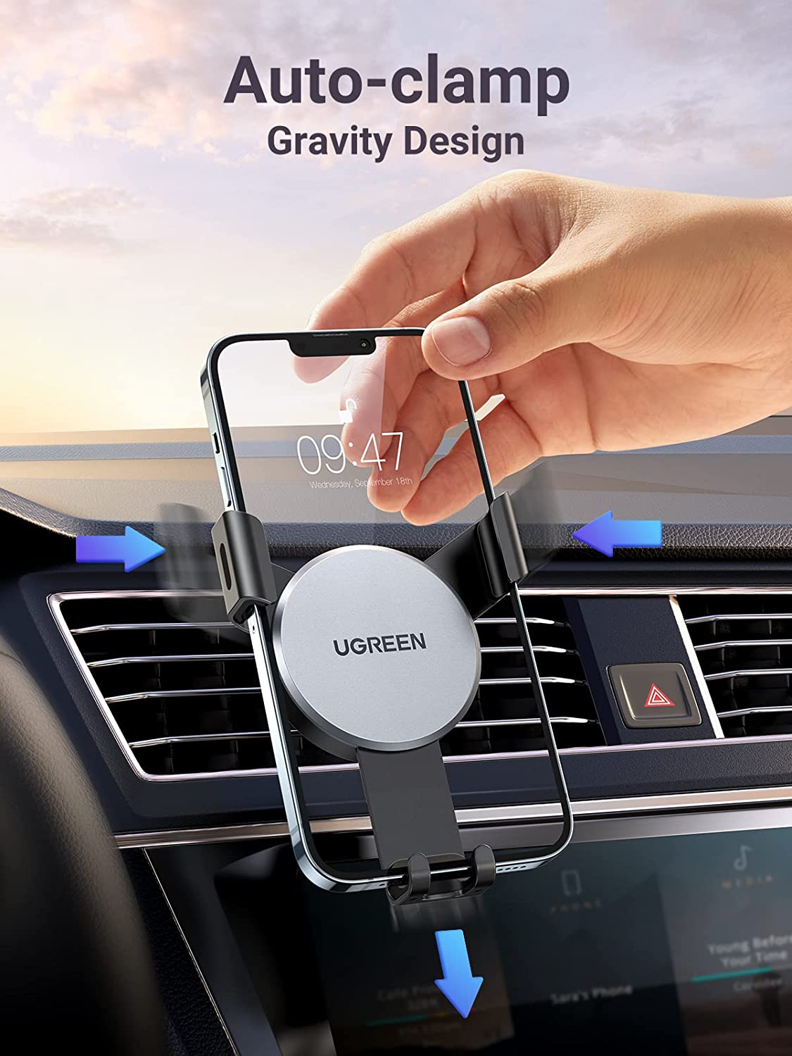 UGREEN Car Phone Holder Air Vent, Gravity Phone Mount Cradle Reliable Stable Hands-Free Car Vent Phone Holder Compatible with Iphone 14 Pro Max/13/12/11, Galaxy S22/S21 Ultra/S20 FE, Pixel 6(Silver) - FoxMart™️ - Ugreen Group Limited