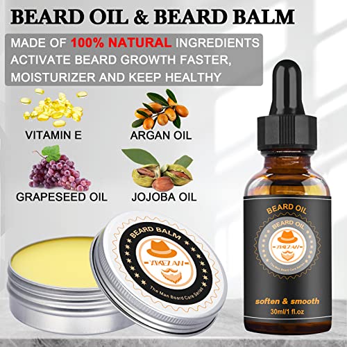 Upgraded Beard Grooming Kit w/Beard Conditioner,Beard Oil,Beard Balm,Beard Brush,Beard Shampoo/Wash,Beard Comb,Beard Shaper,Beard Scissor,Storage Bag,Beard E-Book,Beard Growth Care Daddy Gifts for Men - FoxMart™️ - XIKEZAN