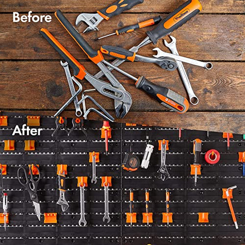 VonHaus Garage Tool Storage with Shelf & Pegboard For Multiple Tools, Garden Tool Rack for Easy Access to 50+ Tools and Accessories, Tool Board For All You Need For Gardening & DIY - FoxMart™️ - VonHaus